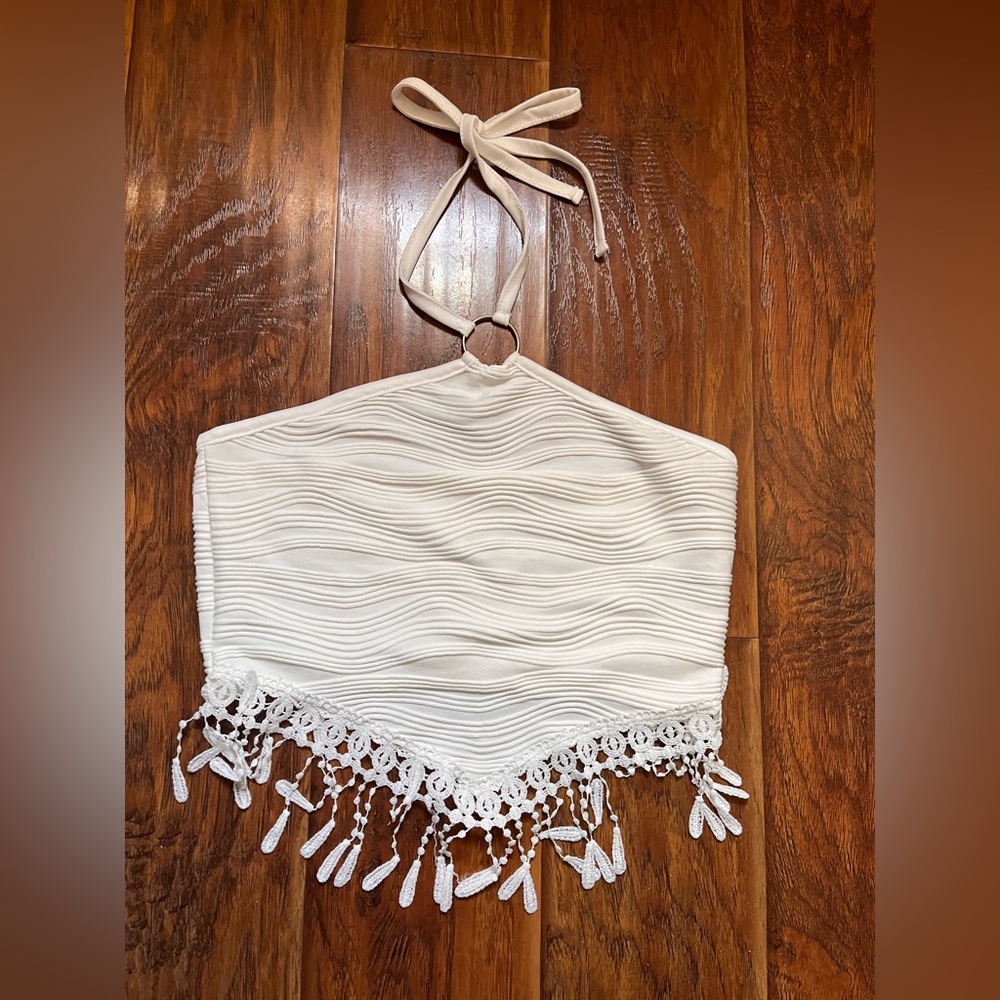 WHITE HALTER BOHO TOP